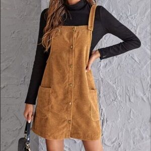 Corduroy Button-Front Tan Dress